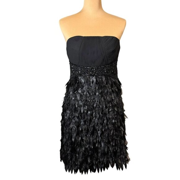 Sue Wong Cocktail Mini Dress Sz.8 Black Beaded Strapless Formal Event Glam - Picture 2 of 16